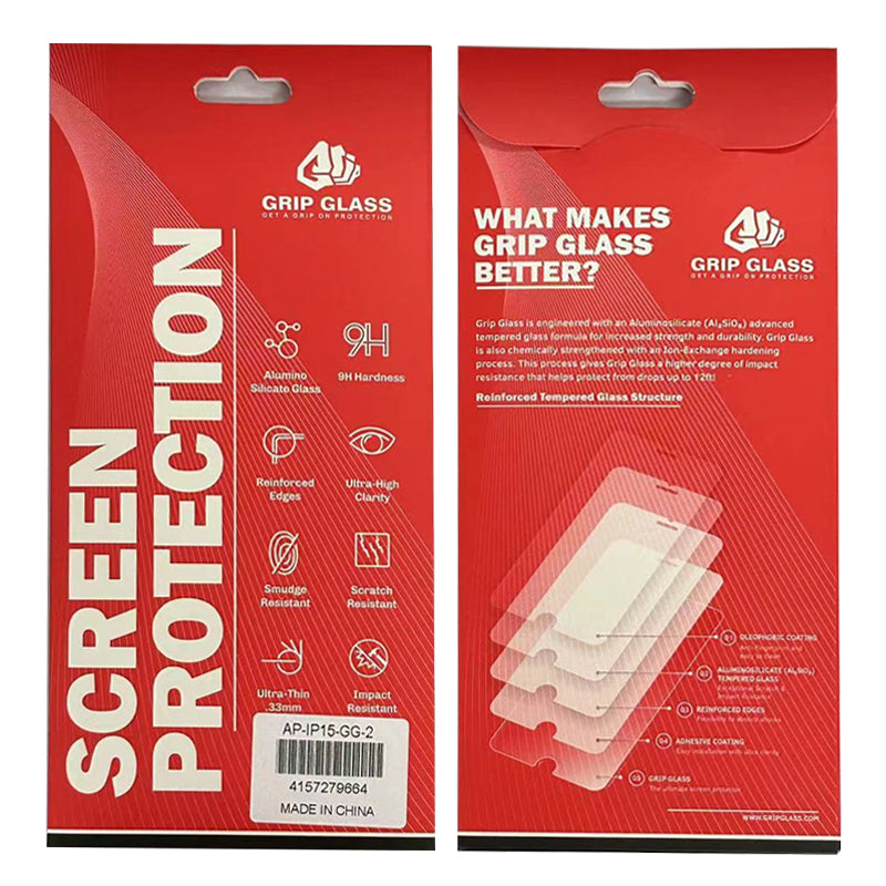 Grip Glass Tempered Glass Screen Protector for iPhone 15 / 15 Pro / 16
